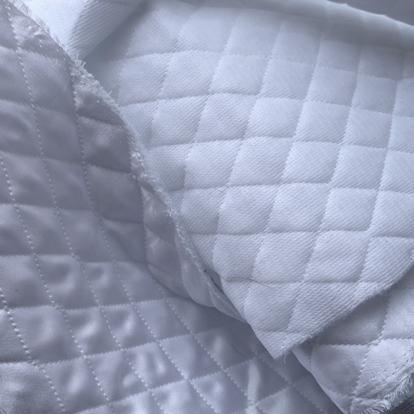 Quilted White Satin Polyester Fabric - Picture 5 of 6